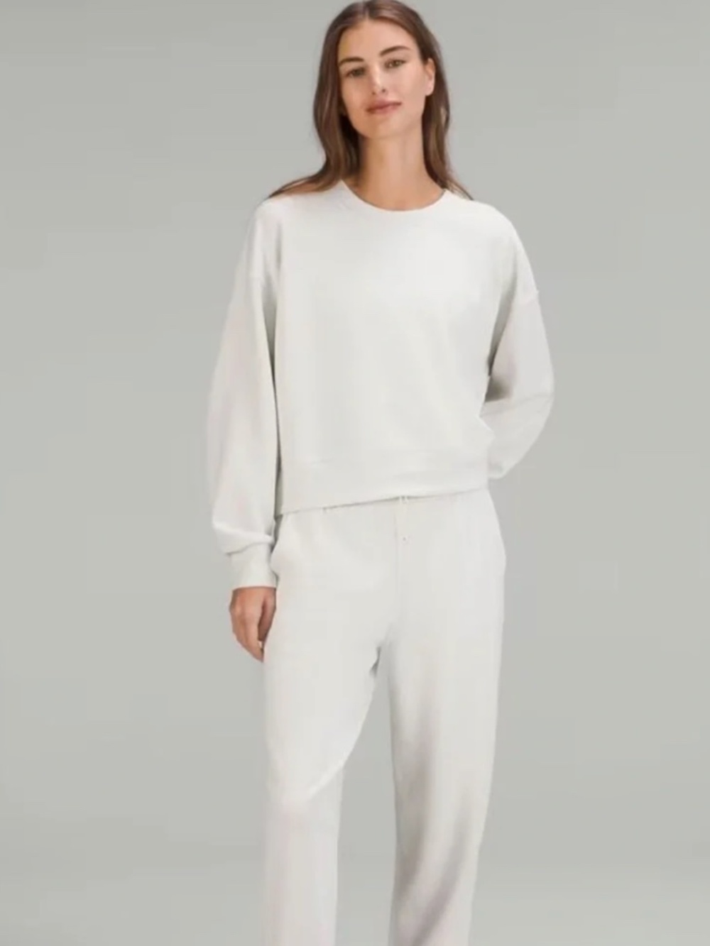 Lululemon perfectly oversized cropped crew in white opal, size 2